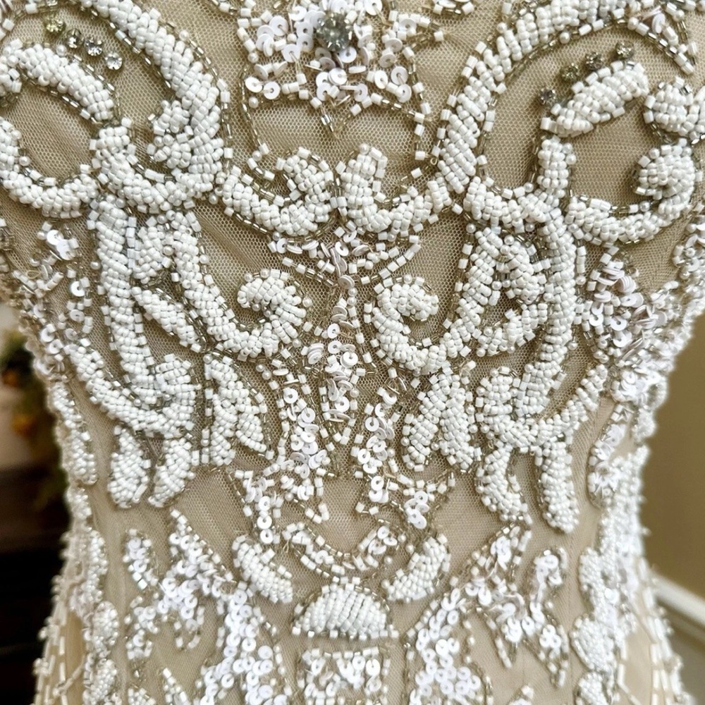 Elegant Sherri Hill Beige Cream Embellished Engagement Formal Prom Dress Size 4 - Picture 13 of 16